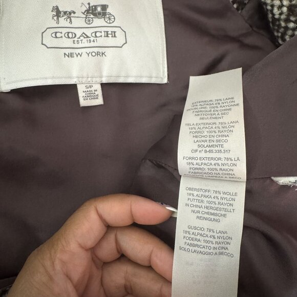 Coach Women's Brown Wool Tweed Double Breasted Button Front Coat Size S/P - Picture 8 of 8